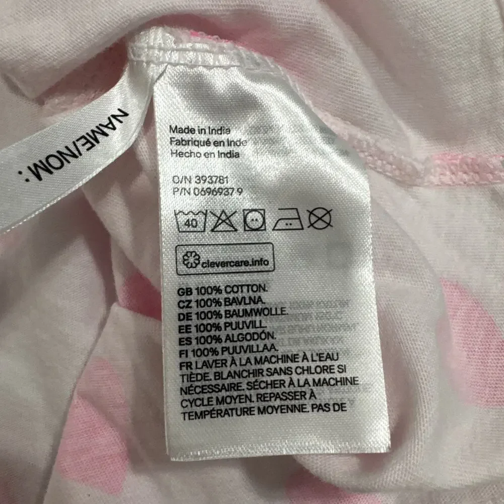 H&M Girls Dress Pink Heart Print Round Neck Long Sleeve Size 4-6 Summer casual